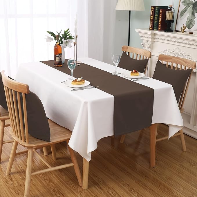 Rustic Brown Table Runner Solid Color Soft Thick Polyester Decorative Cloth - Image 6