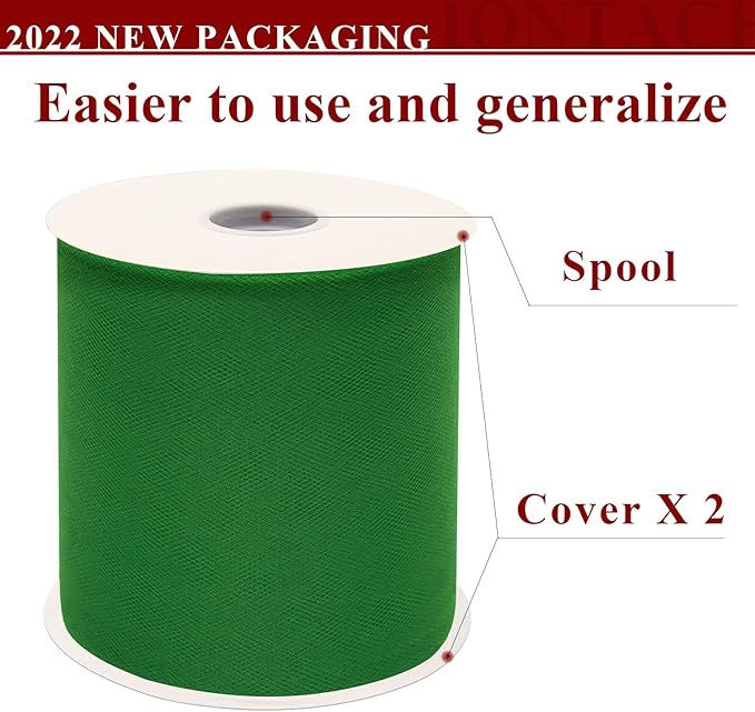 Emerald Green Tulle Fabric Rolls 6 Inch by 200 Yards Fabric Spool Tulle Ribbon - Image 2