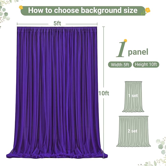 Purple Tulle Backdrop Curtain for Parties Wedding, 5ft x 10ft Wrinkle Free - Image 6