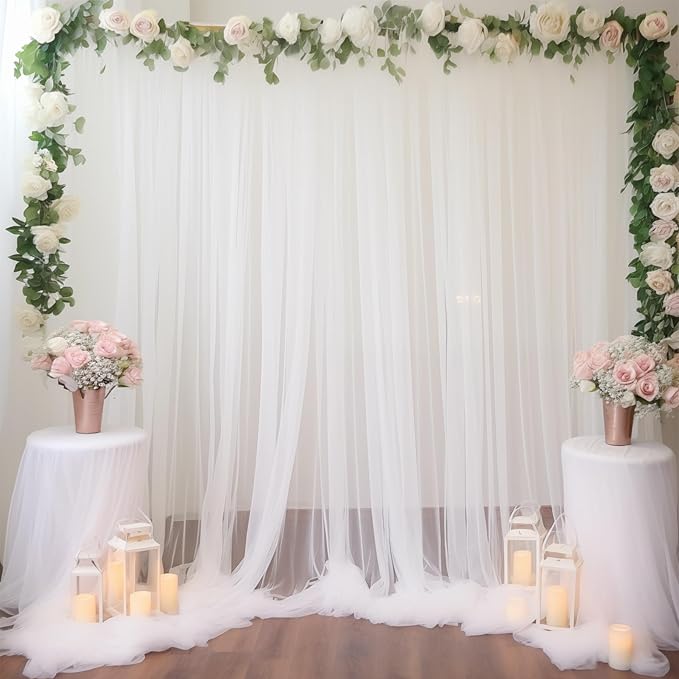 20ft X 10ft White Tulle Backdrop Curtain - Image 4