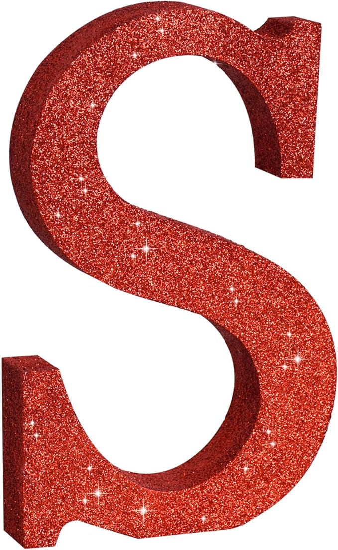 TONIFUL 8 Inch Red Glitter Letter S Table Centerpiece A-Z Red Birthday Party by TONIFUL