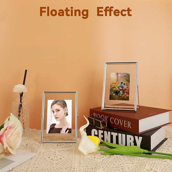 Silver Floating Frame, For Picture 3.5x5, Mini Desktop Photo Frame, Classy Gift - Image 4