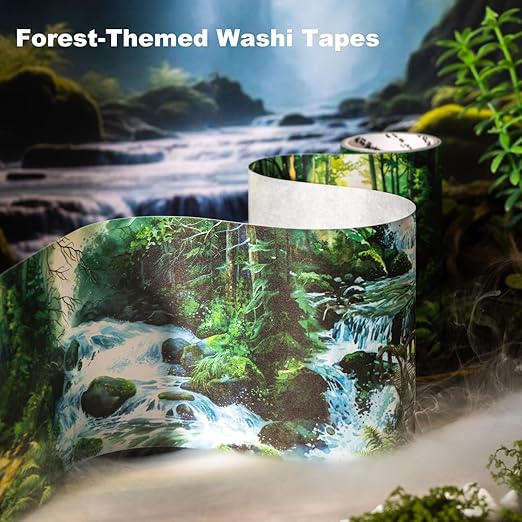 Forest-Themed Seamless Washi Tape Scrapbook Kit – 6 Rolls - Image 3