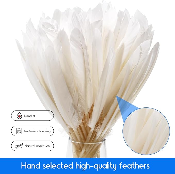 FeelfunFeather 120pcs White Goose Cochettes Feather Natural Bulk 4-6 inch - Image 6
