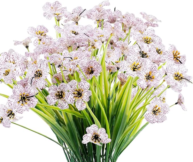 12 Bundles Artificial Flowers Outdoor UV Resistant Fake Flowers No Fade Plastic by JEMONG