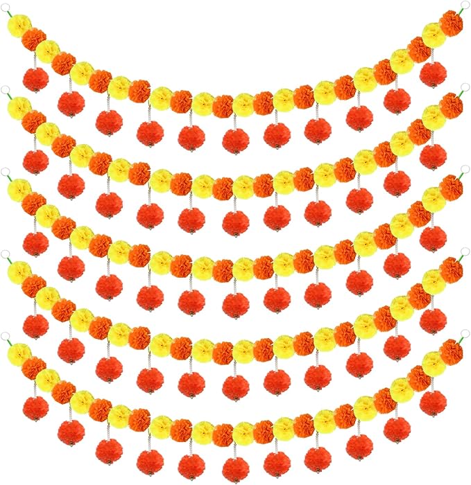 5 Pcs Diwali Artificial Marigold Garland by Adboros