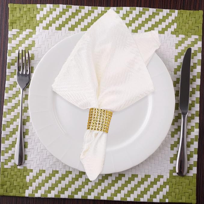 Bling Napkin Rings Set of 150, Rhinestone Gold Napkin Rings Diamond Adornment - Image 4