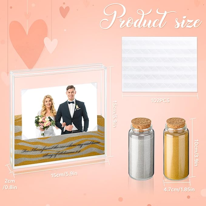 Roowest Sand Ceremony Kit for Wedding Includes Clear Acrylic Unity Sand - Image 2