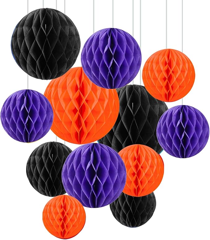 ZOOYOO 12Pcs 6" 10" Honeycomb Balls Decorations Hanging Tissue Paper Pom Poms by ZOOYOO