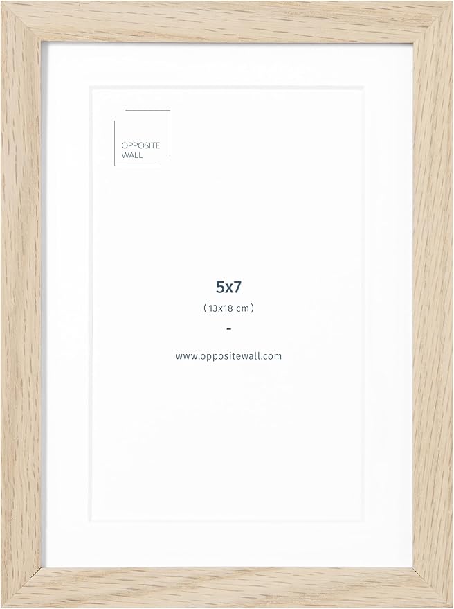 Opposite Wall - 5x7 in - Natural Solid Oak Wood Picture Frames - Wall Hanging & by OppositeWall