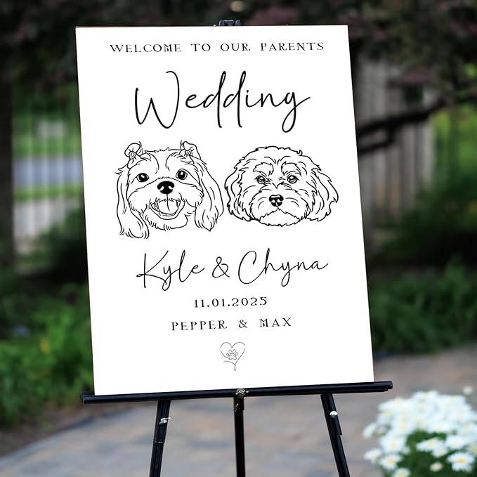 Personalized Pet Wedding Welcome Sign Using Pet Photo, Custom Dog Cat Welcome - Image 3