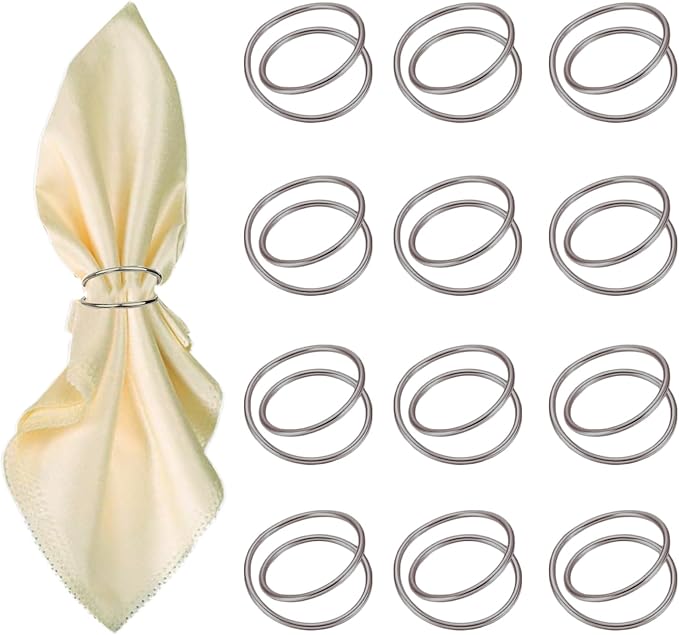 Silver Napkin Rings-12 PCS Metal Spiral Napkin Rings Napkin Holders Buckles by FORESRUM