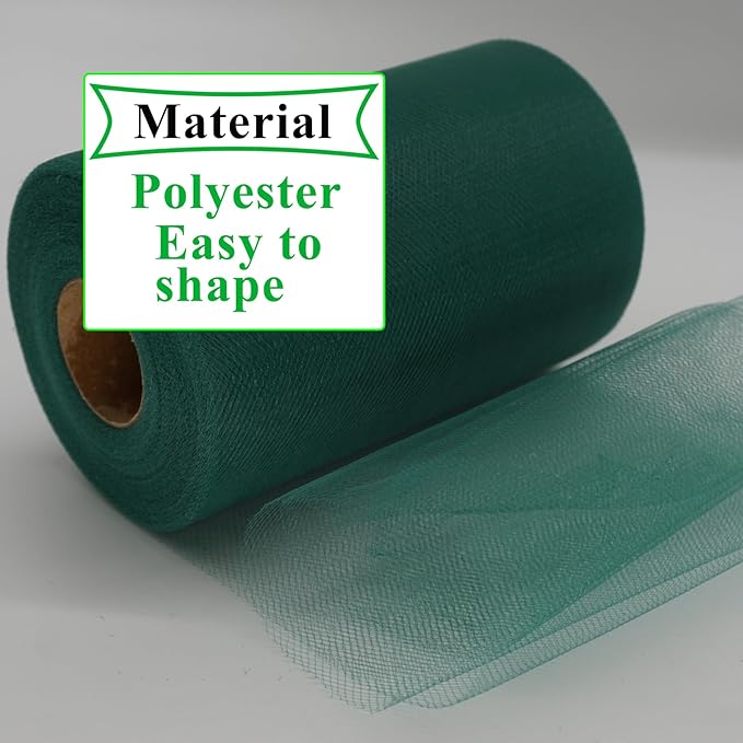 Hunter Green Tulle Fabric Rolls 6 Inch by 100 Yards Fabric Spool Tulle Ribbon - Image 4