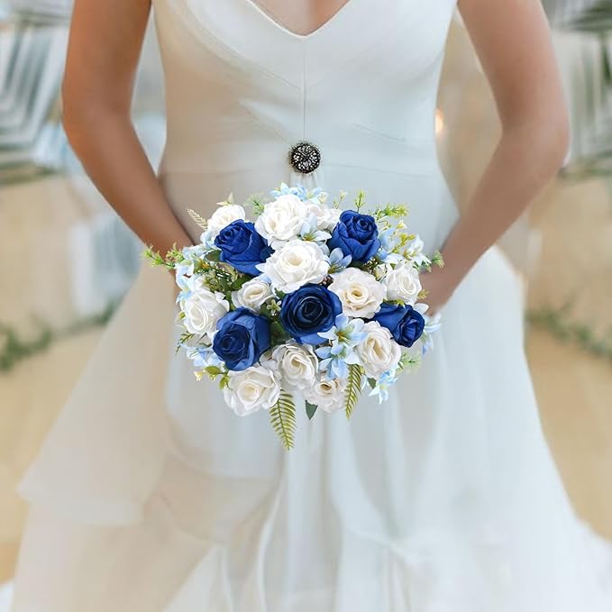 14" Fake Flower Bouquets Artificial Silk Rose Flowers Picks Decorations Faux - Image 3