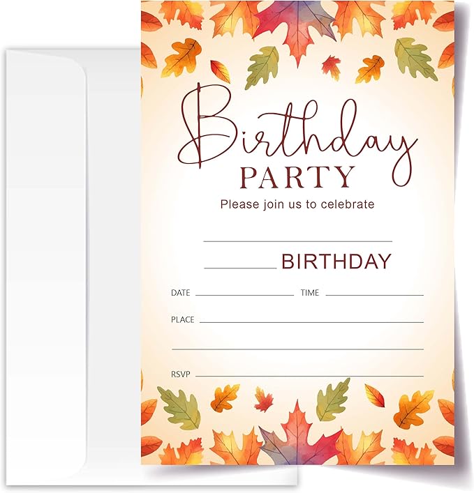 Fall Birthday Invitation Cards by ANYEMW