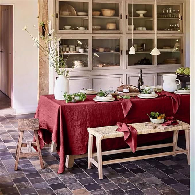 Talasily Linen Tablecloth 100% Pure Linen Table Cloth 60x120 Inches Rectangle - Image 3