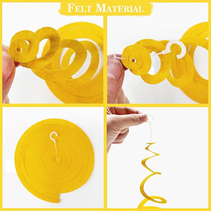 36 Pcs Royal Blue Yellow White Hanging Swirl Decoration Felt Swirl Streamer - Image 4