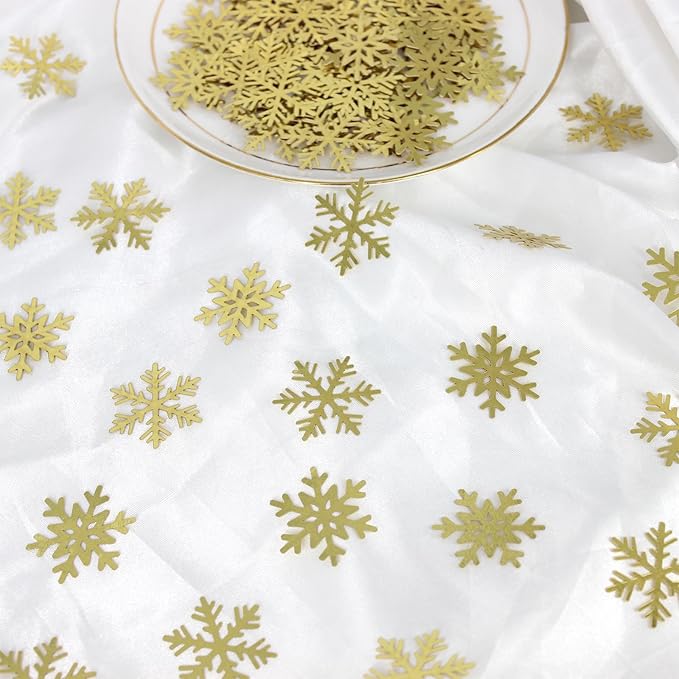 200PC Gold Foil Paper Snowflakes Confetti Christmas Party Table Decorations - Image 4