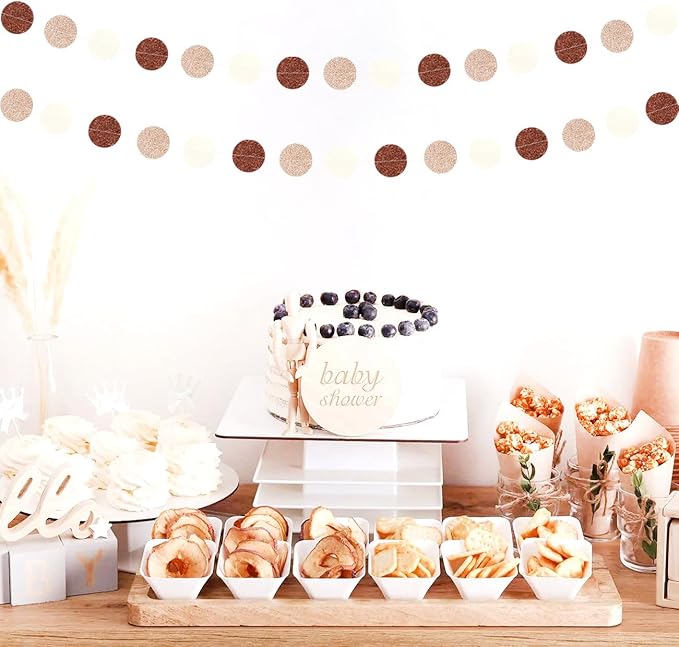 Boho Brown Champagne-Gold Party-Decorations Streamers-Garland - 52ft Fall - Image 5