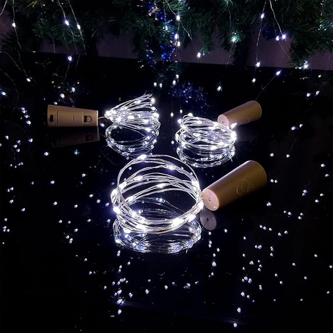 Wine Bottle Lights with Cork, 20 LEDs 6.6 Feet Silver Wire Cork Bottle Lights - Image 6