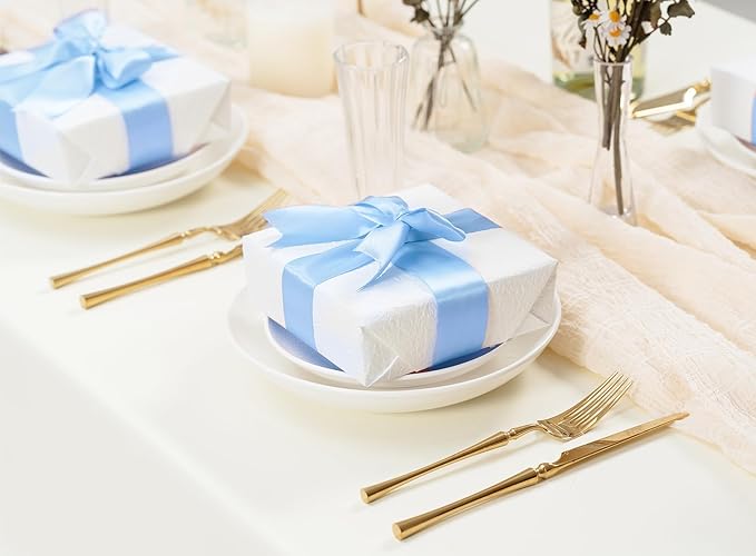 Baby Blue Satin Ribbon 1-1/2 Inch x 50 Yards Double-Faced Ribbons - Image 5