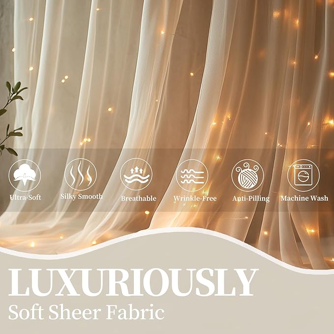 10x10ft Ivory Tulle Backdrop Curtain - Image 5