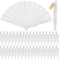 Wenqik 120 Pcs Wedding Folding Hand Fans Bulk Silk Fabric Chinese Handheld by Wenqik