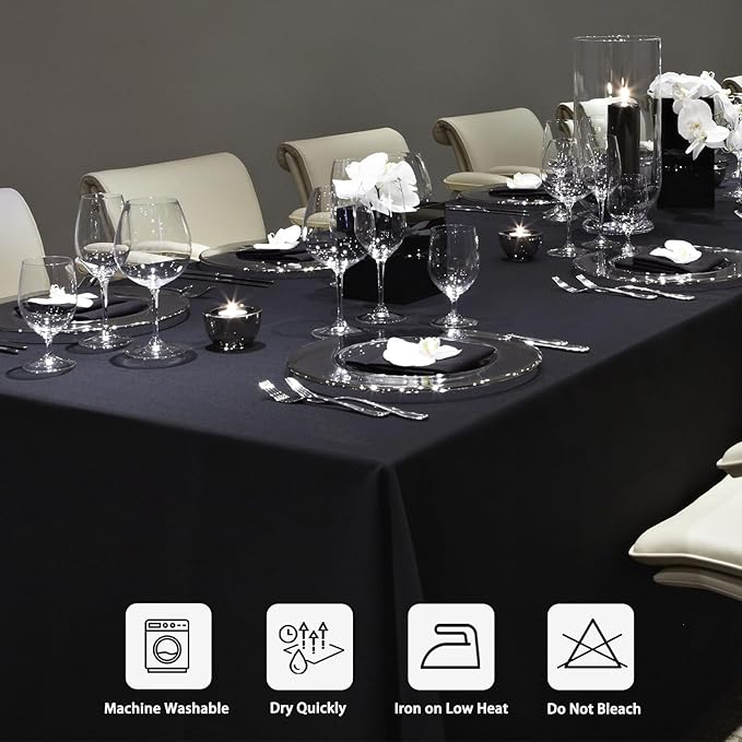 12 Pack Black Tablecloths 60 x 84 Inch Rectangular Table Cloths - Image 7