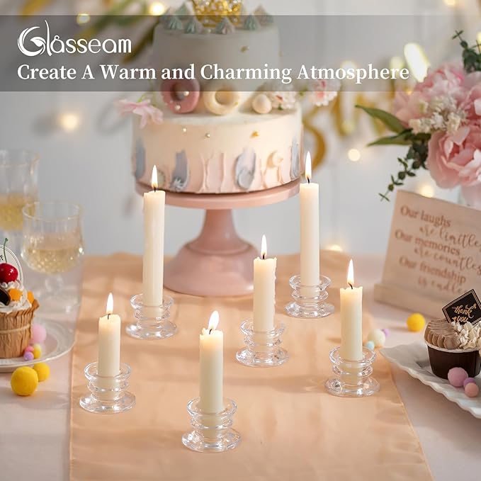 Glasseam Taper Candle Holders Bulk: 10pcs Glass Candle Sticks Holder Decor - Image 4