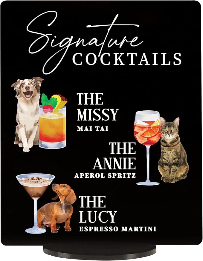 Pet Signature Drink Wedding Signs by Elation+Factory+Co.