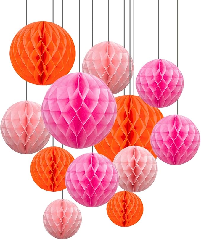 ZOOYOO 12Pcs 6" 10" Honeycomb Balls Decorations Hanging Tissue Paper Pom poms by ZOOYOO