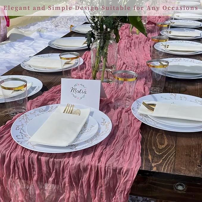 20 Pack Dusty Rose 10FT Cheesecloth Table Runner 20 x 120 Inch Long Rustic - Image 7