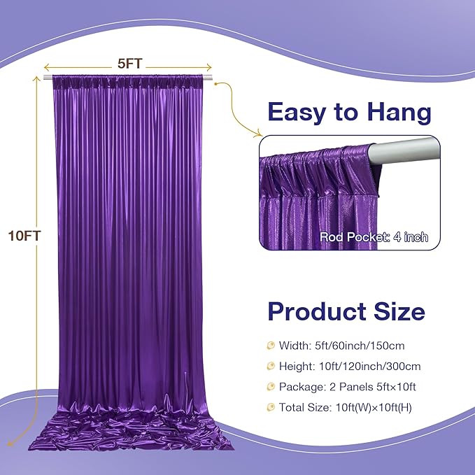 10x10 ft Glitter Purple Backdrop Curtain - Image 6
