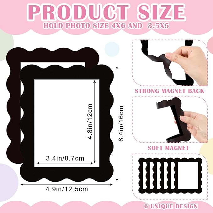 Kingdder 12 Pcs Scalloped Magnetic Picture Frame - Image 2