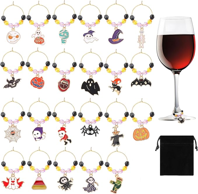 SANNIX 24Pcs Halloween Wine Charms, Wine Charms by SANNIX