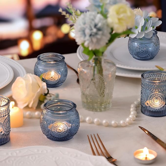 DARJEN Blue Votive Candle Holders Set of 36 - Image 2