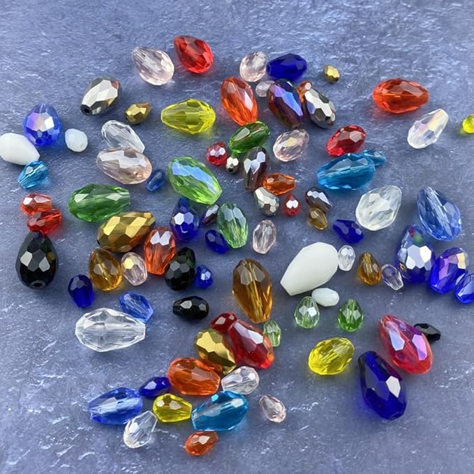 200pcs 4x6mm Teardrop Crystal Glass Beads Vertical Hole Faceted Glass Teardrop - Image 3