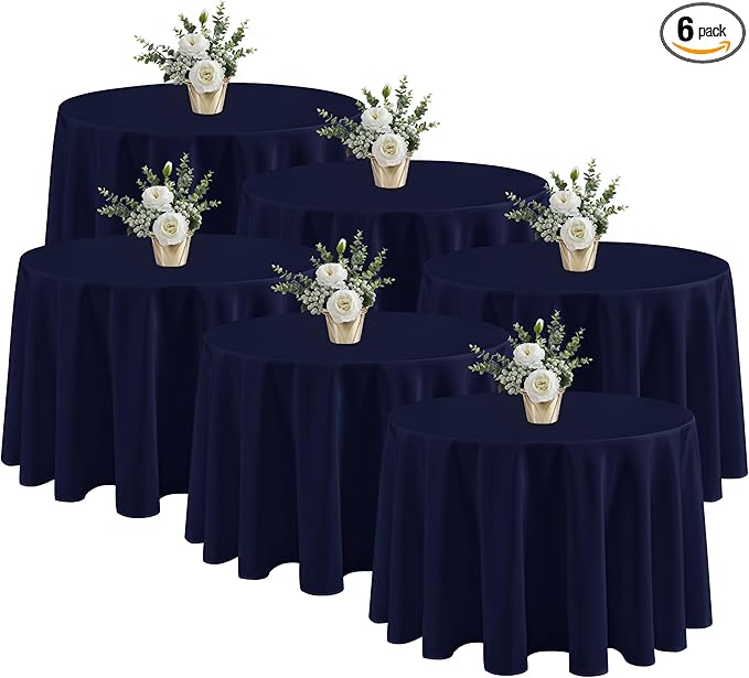 Fitable 6 Pack Navy Round Tablecloths by Fitable