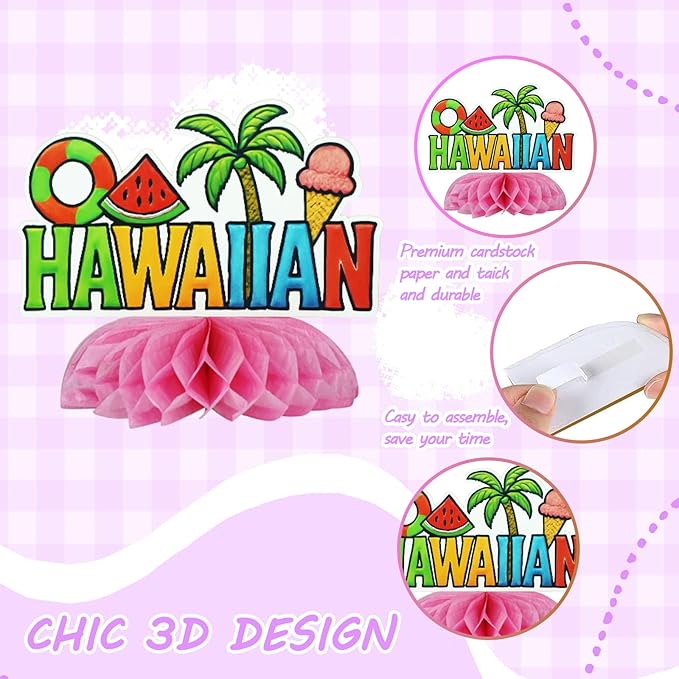 12Pcs Summer Honeycomb Hawaii Table Centerpieces Luau Aloha Table Toppers Tiki - Image 2