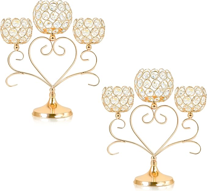 2 Pcs 3-Arm Heart Tea Light Candle Holder by kehail