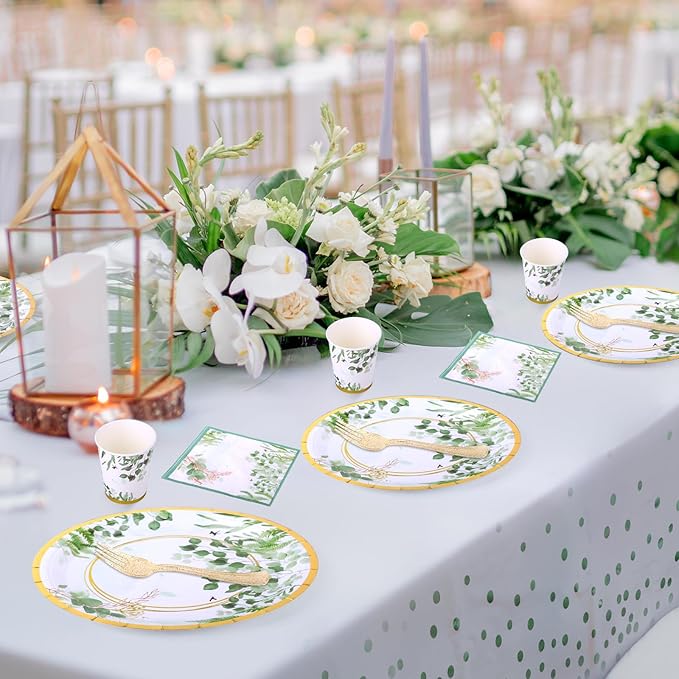 Sage Green Party Decoration, Spring Greenery Eucalyptus Leaves Disposable - Image 4