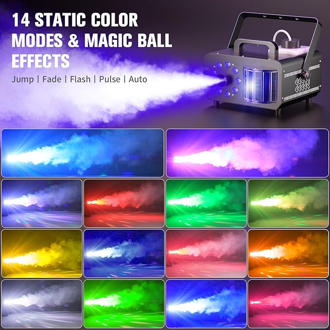 Fog Machine with 9 RGBW LED Lights, 1200W Professional Smoke Machine, 1L Tank - Image 4