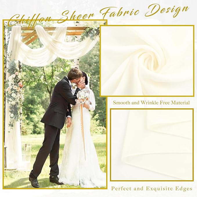 Wedding Arch Draping Fabric 2 Panels 20Ft Length x 28" Width Ivory Arch Drapes - Image 4
