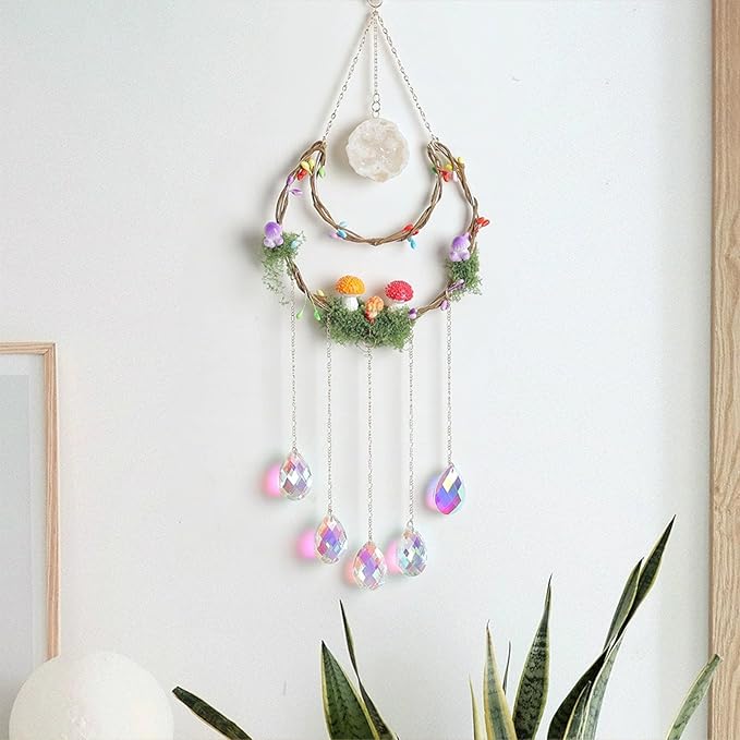 TUOKING Crystal Suncatchers for Window Hanging Mushroom Colorful Crystals Prism - Image 5