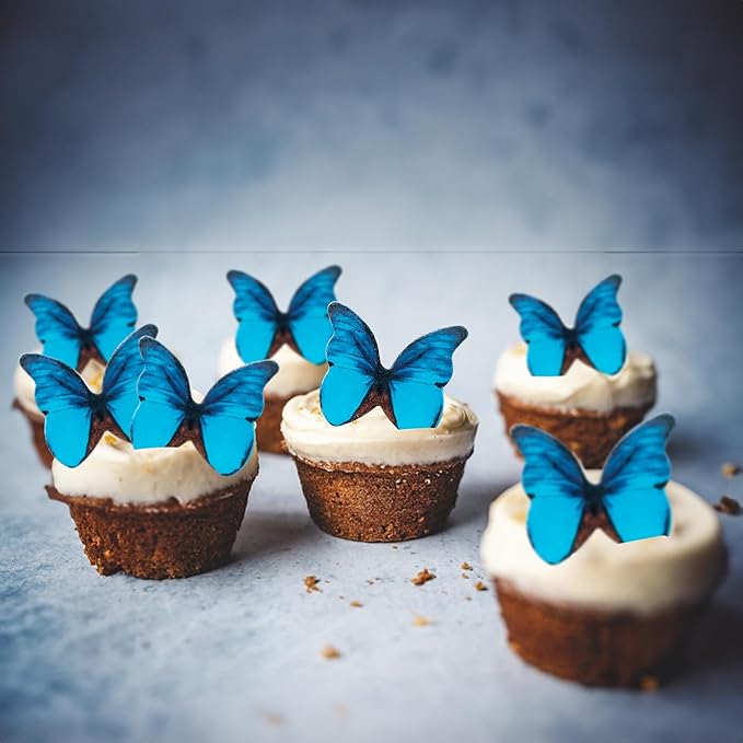 Ephlyn 48Pcs Edible Butterfly Cupcake Toppers 3D Cute Butterfly Cake Picks - Image 6