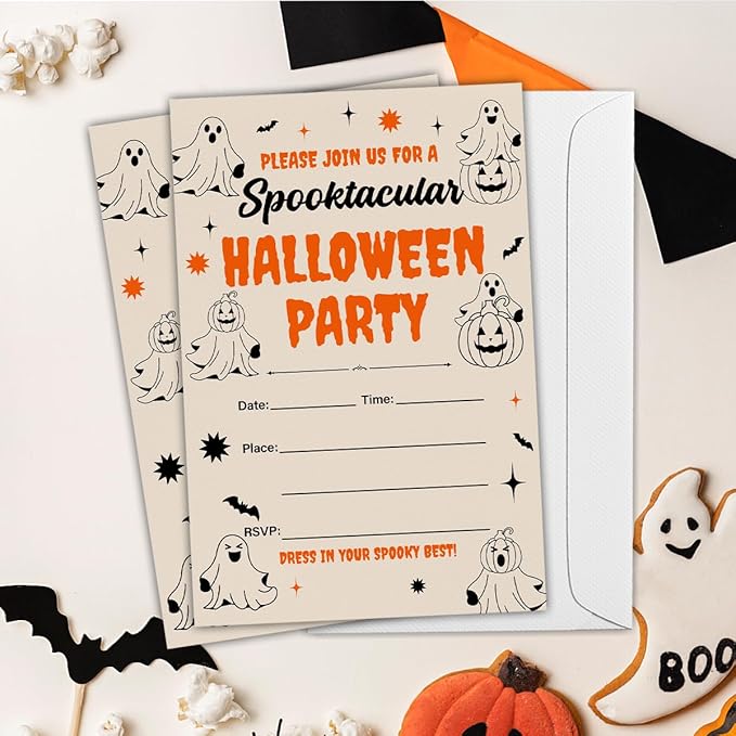 Halloween Party Invitations, Ghost Spooktacular Halloween Party Fill in Invites - Image 5