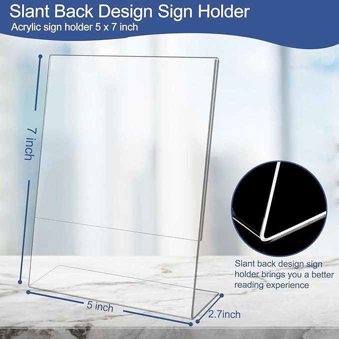 Slanted Back Acrylic Sign Holder 5 x 7, Acrylic Stands - Image 2