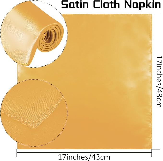 ANECO 12 Pieces Satin Napkins Soft Dinner Napkins Square Table Napkins 17 x 17 - Image 2