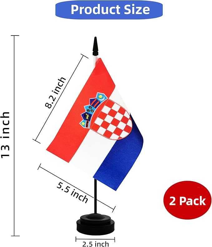 2 Pack Croatia Desk Flag, Croatian Table Office Flag - Image 2