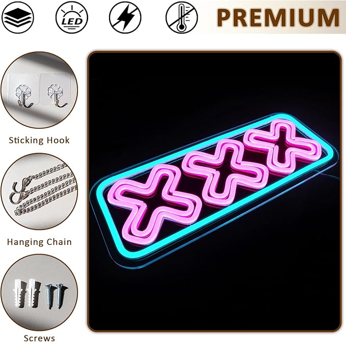 XXX Neon Sign for Wall Decor, Adults Only Led Signs for Room, USB Dimmable - Image 6